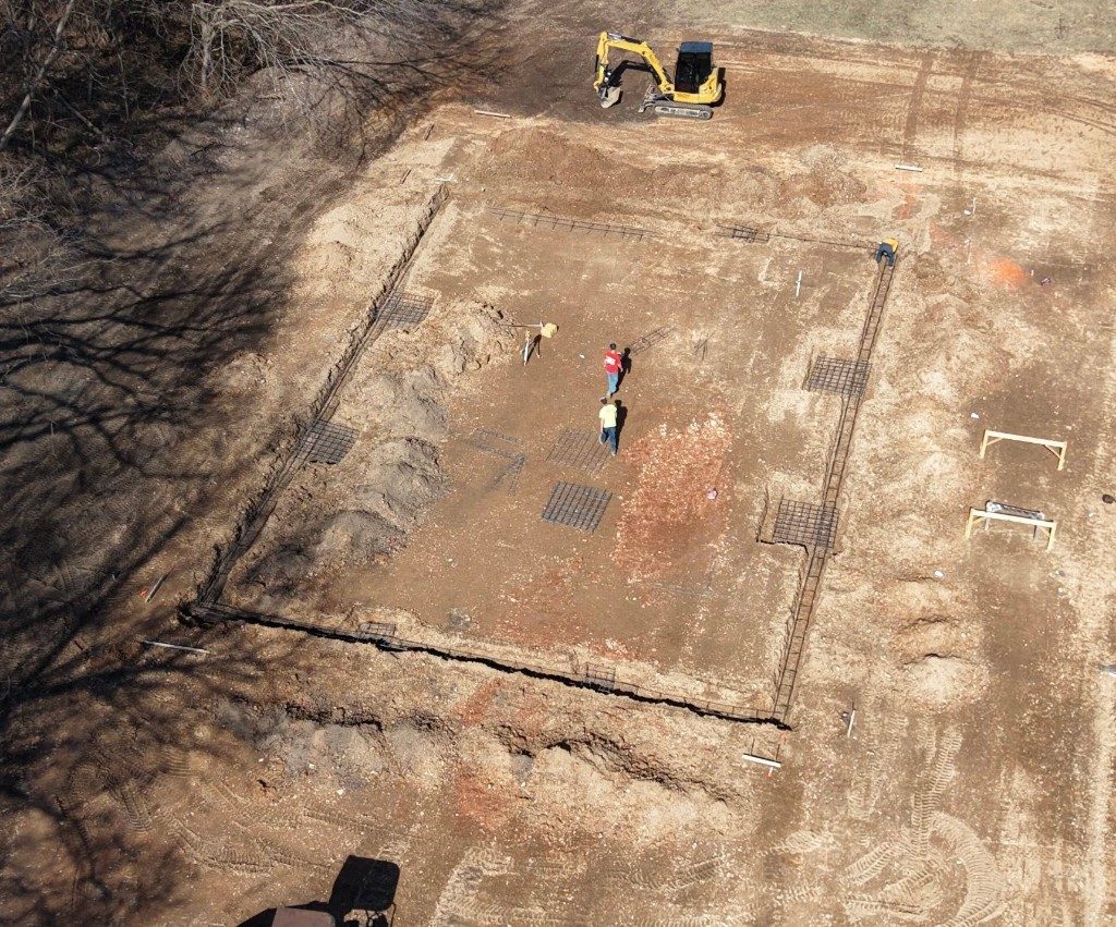 Aerial view of a graded building pad ready for construction